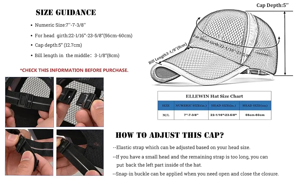 ELLEWIN Unisex Breathable Full Mesh Baseball Cap Quick Dry Running hat Lightweight Cooling Water Sports Hat Grey-m/L - Detail