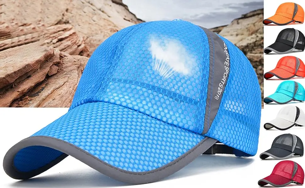 ELLEWIN Unisex Breathable Full Mesh Baseball Cap Quick Dry Running hat Lightweight Cooling Water Sports Hat Grey-m/L - product information 2