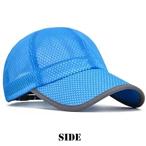 ELLEWIN Unisex Breathable Full Mesh Baseball Cap Quick Dry Running hat Lightweight Cooling Water Sports Hat Grey-m/L - side