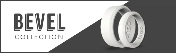 Enso Rings Bevel Classic Silicone Wedding Ring  Hypoallergenic Unisex Wedding Band  Comfortable Band for Active Lifestyle  8mm Wide, 2.16mm Thick Slate 9 - Bevel Collection Logo