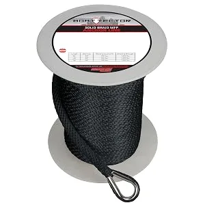 Extreme Max 3006.2057 BoatTector Solid Braid MFP Anchor Line with Thimble - 3/8" x 100', Black Black 3/8" x 100' - marine anchor line, anchor line, solid braid, anchor rope, anchor line mfp, 3/8 rope, anchor rope