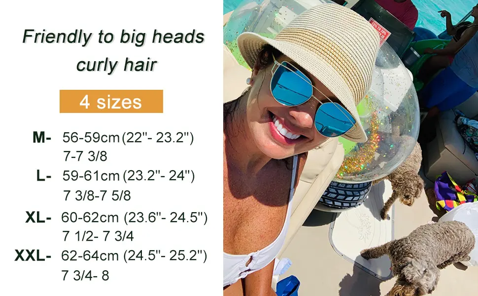 Fancet Packable Straw Fedora Panama Sun Summer Beach Hat Cuban Trilby Men Women 55-64cm Medium 16010-beige - multiple large xl x-large xxl xx-large size 8 24