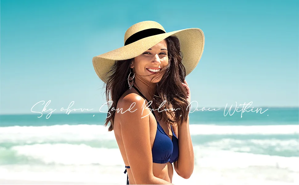 Womens Sun Straw Hat Wide Brim UPF 50 Summer Hat Foldable Roll up Floppy Beach Hats for Women Aa-mixed Beige Medium-Large - womens beach hat