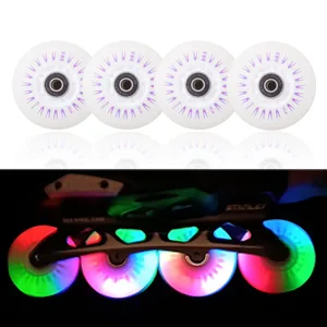 FYANER Light Up Inline Skate Wheels 4 Pack - Luminous Flash Inline Skates Replacement Wheel 80mm Blue - Colorful