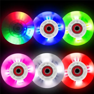 FYANER Light Up Inline Skate Wheels 4 Pack - Luminous Flash Inline Skates Replacement Wheel 80mm Blue - Luminous Wheel