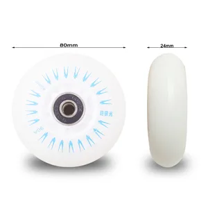 FYANER Light Up Inline Skate Wheels 4 Pack - Luminous Flash Inline Skates Replacement Wheel 80mm Blue - Wheels