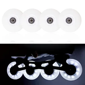 FYANER Light Up Inline Skate Wheels 4 Pack - Luminous Flash Inline Skates Replacement Wheel 80mm Blue - White