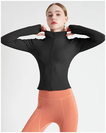 Gacaky Women's Slim Fit Lightweight Athletic Full Zip Stretchy Workout Running Track Jacket with Thumb Holes Black Small - Cropped Workout Jacket