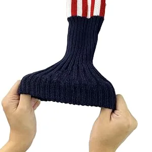 Hauni Stripes Knitted Golf Club Head Covers 3 Piece Set 1 3 5 Driver and Fairway HeadCovers Fits 460cc Drivers Black white stripes - golf headcover