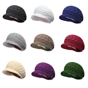 HINDAWI Women Winter Warm Knit Hat Wool Snow Ski Caps with Visor Black - product information 6