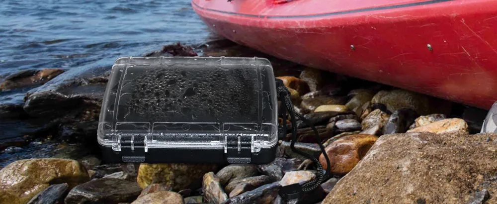 Hlotmeky Waterproof Dry Box Case Watertight Storage Containers for Kayaking & Boating Floating Fishing Tackle Tray Boxes (Black) - Waterproof Dry Box