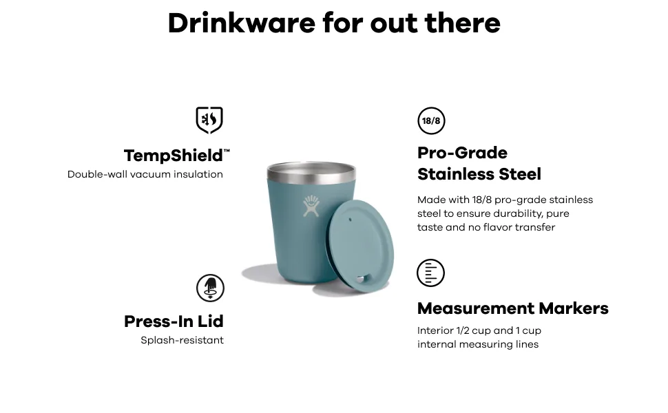 Hydro Flask Outdoor Kitchen Tumbler - Stainless Steel Dinnerware Reusable Camping Gear Mess Kit Cup - Dishwasher Safe, BPA-Free, Non-Toxic Olive - block 2