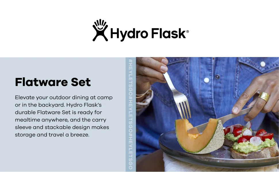 Hydro Flask Flatware Set - Stainless Steel Portable Travel Camping Dinnerware Silverware Eating Utensils Outdoor Kitchen - Block 1