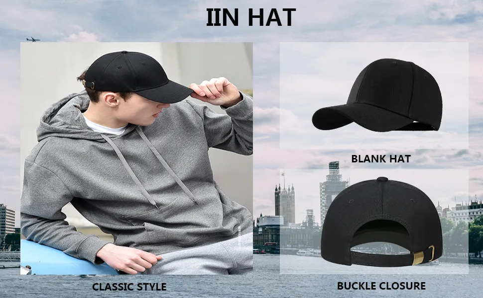 Baseball Cap Men Women Adjustable Plain Dad Hats Low Profile Solid Ball Cap Black - black baseball cap