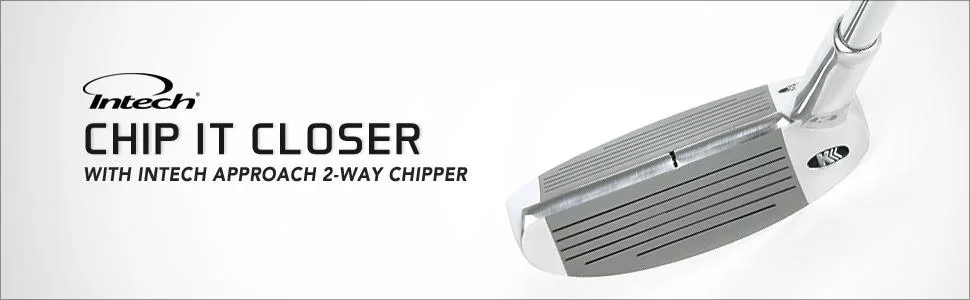 Intech Approach Two-Way Golf Club Chipper - top view of a double sided golf chipper and text