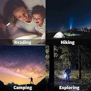 JARDLITE LED Emergency Handheld Flashlight, 4 Pack, Adjustable Focus, Water Resistant with 5 Modes, Best Tactical Torch for Hurricane, Camping, Dog Walking 4pack L1000 - multiple use