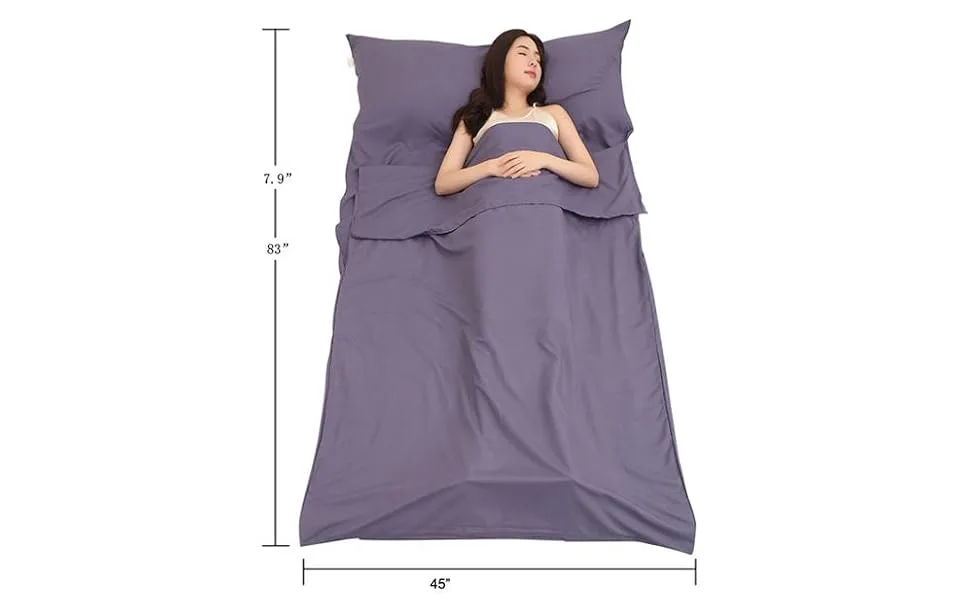 JITTY Sleeping Bag Liner Travel Sheet for Business Camping Backpacking Hiking Mountain Climbing Home Hostels Train 83"x45" Grey Blue - product information 3
