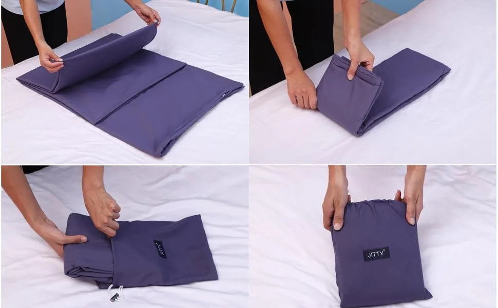 JITTY Sleeping Bag Liner Travel Sheet for Business Camping Backpacking Hiking Mountain Climbing Home Hostels Train 83"x45" Grey Blue - product information 6