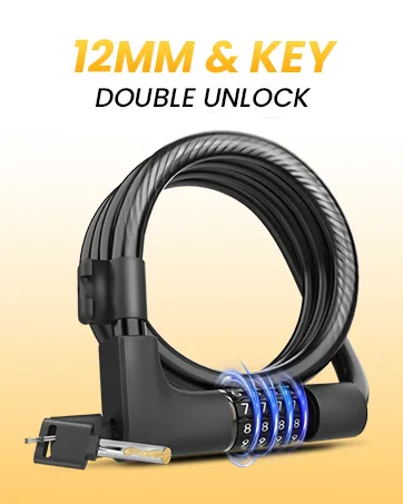 KEYSTP Bike Lock Cable, Up to 15mm Thicker Steel Cable, High Security 5-Digit Resettable Combination Bicycle Lock Anti-Theft, Scooter Lock with Mounting Bracket for Bikes and Scooters - scooter lock