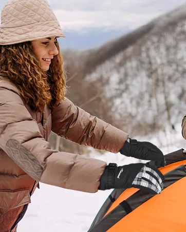 KINEED Waterproof Ski Gloves Touchscreen 3M Thinsulate Winter Warm Snow Gloves for Women Youth Small Pink - Kineed-a3