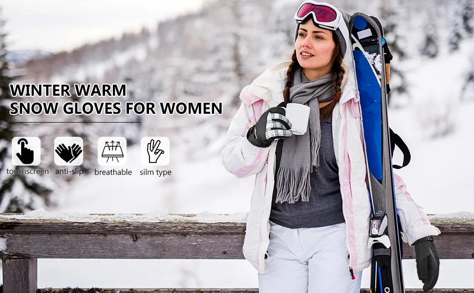 KINEED Waterproof Ski Gloves Touchscreen 3M Thinsulate Winter Warm Snow Gloves for Women Youth Small Pink - L2GV2-A+