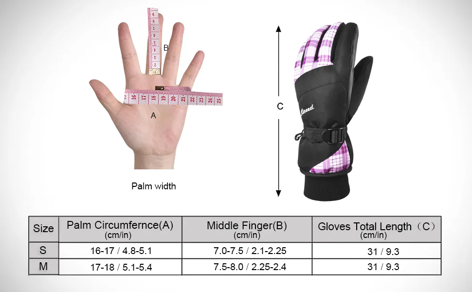KINEED Waterproof Ski Gloves Touchscreen 3M Thinsulate Winter Warm Snow Gloves for Women Youth Small Pink - L2GV2-SIZE