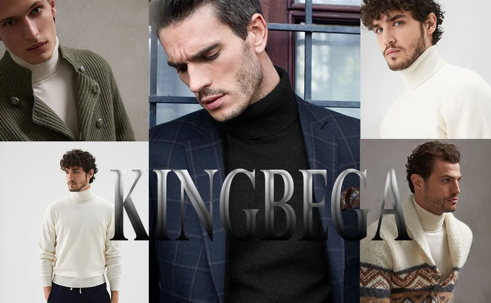 KINGBEGA Mens Turtleneck Sweaters Slim Fit Basic Knitted Thermal Casual Long Sleeve Pullover Sweatshirt Black Small - Mens Turtleneck Sweaters Slim Fit Basic Knitted Thermal Tops Casual Long Sleeve Pullover Sweater