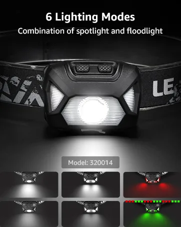 LE Headlamp Rechargeable Super Bright, LED Head Lamp with 6 Modes for Camping & Hiking Gear Essentials, IPX4 Waterproof High Lumen Headlight Flashlights with Adjustable Headband,USB Cable Included - headlamp