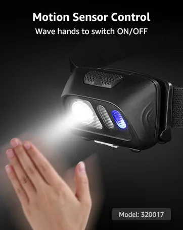 LE Headlamp Rechargeable Super Bright, LED Head Lamp with 6 Modes for Camping & Hiking Gear Essentials, IPX4 Waterproof High Lumen Headlight Flashlights with Adjustable Headband,USB Cable Included - headlamp with motion sensor