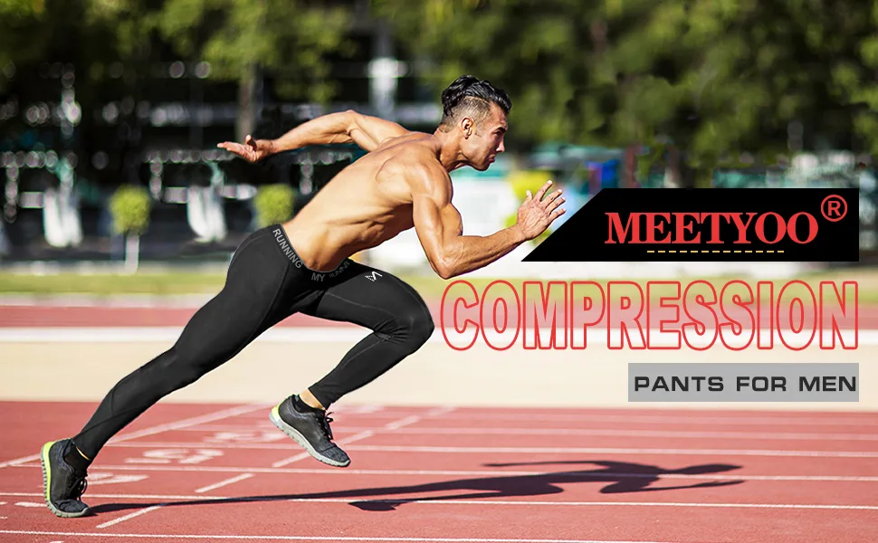 MEETYOO Men's Compression Pants, Cool Dry Sports Workout Running Tights Leggings Black Medium - product information 1