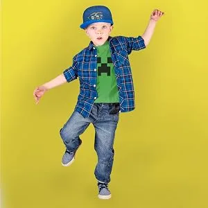 Minecraft Boys Creeper Face Hat - Black and Green Youth Snap Back Hat Blue - Style