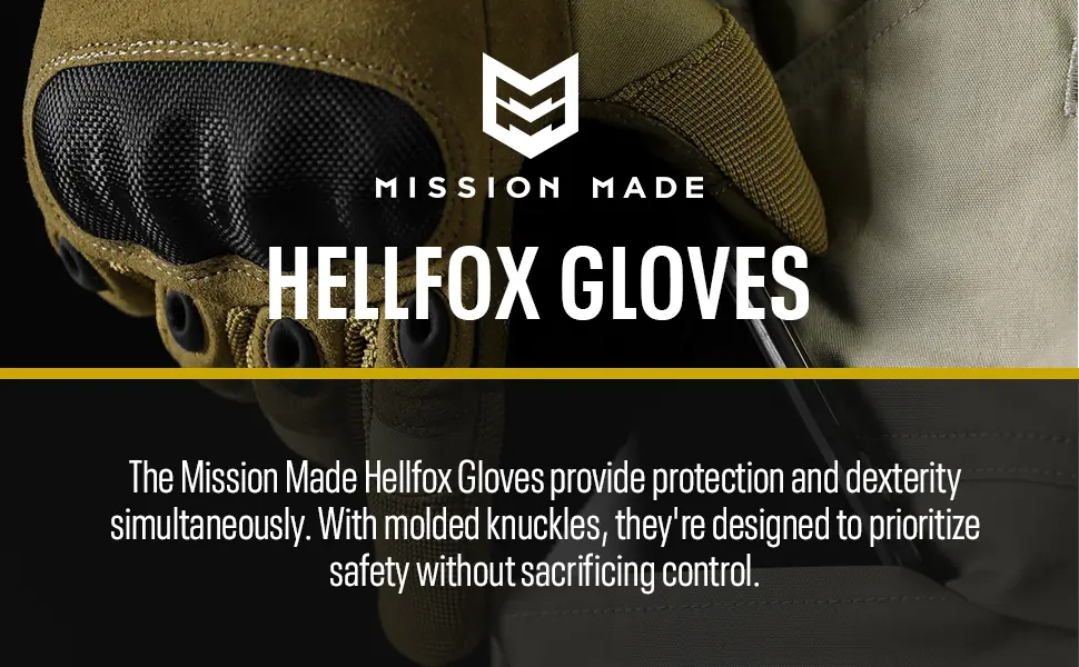 Mission Made Hellfox Tactical Gloves for Men Combat Hard Knuckle for Military Police Black Large - Mission Made Hellfox Gloves