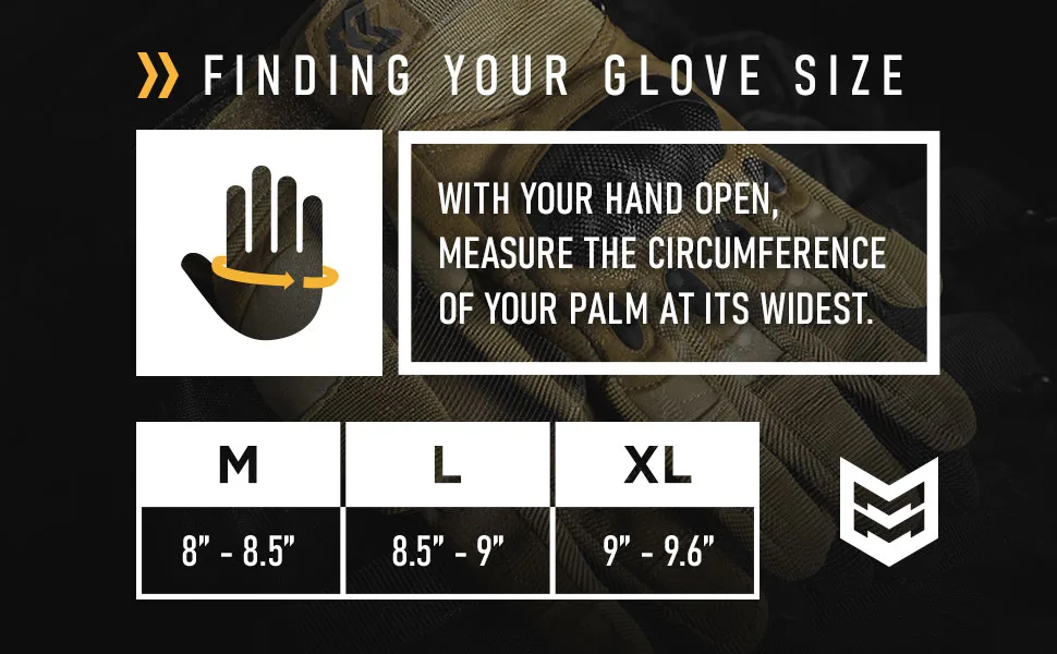 Mission Made Hellfox Tactical Gloves for Men Combat Hard Knuckle for Military Police Black Large - Mission Made Hellfox Gloves - Finding Your Glove Size