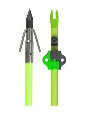 Muzzy Classic Fiberglass Bowfishing Fish Arrow with Nock and Bottle Slide Installed GREEN Carp Point - ased