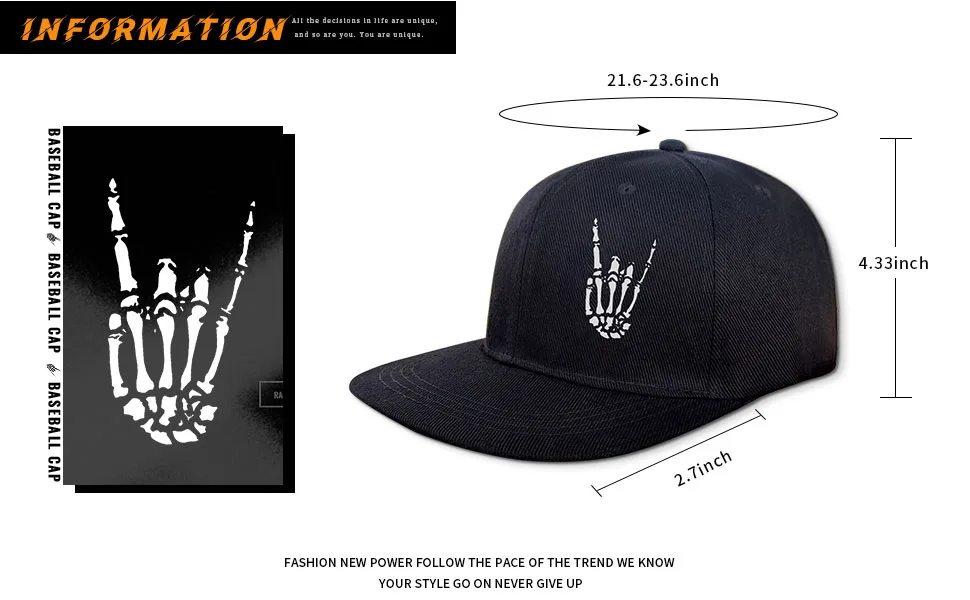Negi Flat Bill Hats Snapback Hat Brim Baseball Cap for Men Adjustable Black65 2 - product information 9