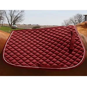One Stop Equine Shop BasEQ Diamond Quilted Saddle Pad with Piping Navy/White - Right profile of the saddle pad on a horse with no saddle