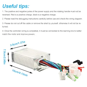 Opaltool Brushless Controller, 36V/48V Aluminium Alloy E-Bike Brushless Motor Controller for Electric Bicycle Scooter 350W - Size