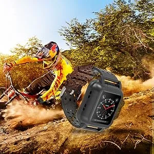 OWKEY Waterproof Apple Watch Case 42mm Series 3 with 3PCS Premium Multi-Size Bands, Built-in Screen Protector Full Body Rugged iWatch Protective Case Anti-Scratch Drop Shock Proof Apple Watch Case 42 mm - Anti-scratch