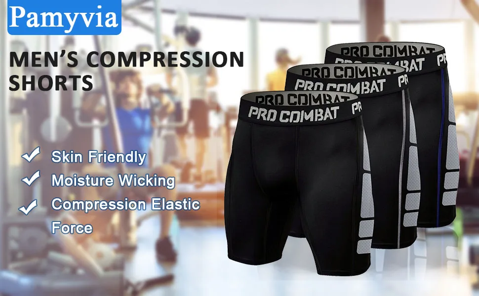 Pamyvia Men's Compression Shorts 3 Pack Compression Underwear Running Tight Shorts for Workouts, Training, Gym Black-1 Pack X-Large - product information 3
