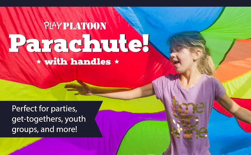 Play Platoon Parachute 10 Foot for Kids with 10 Handles Play Parachute - Multicolored Parachute - product information 1