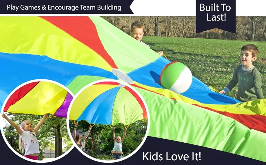 Play Platoon Parachute 10 Foot for Kids with 10 Handles Play Parachute - Multicolored Parachute - product information 2
