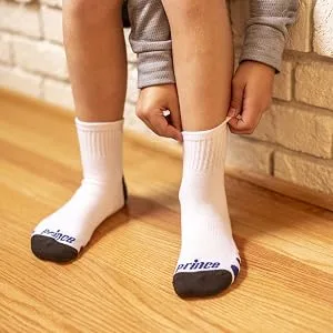 Prince Boys' Quarter Length Athletic Ankle Socks with Cushion for Active Kids (6 Pair Pack) Black Large - prince boys quarter