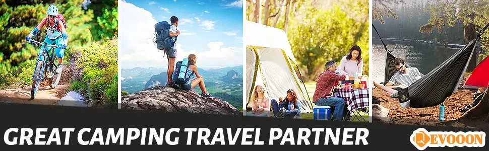 Camping Hammock for Outdoor Double & Single Portable Hammocks with 2 Tree Straps, Lightweight Nylon Parachute Hammocks Black & Grey Large - travel hammock