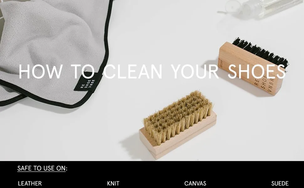 Reshoevn8r Sneaker Shoe Cleaner 3 Brush Set Soft Medium Stiff Suede Leather Mesh 3 Brush Pack - Shoe Cleaning, Scrub, Solution, Sneakers, Insert, Leather, Canvas, Stain Removal, Repellent, Laundry