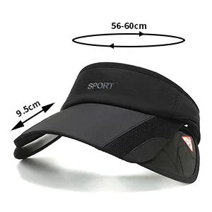 Summer Sun Visor Hat - Women Adjustable Golf Cap with Retractable Brim, UV Protection Beach/Tennis Sport Hat Black - chicun