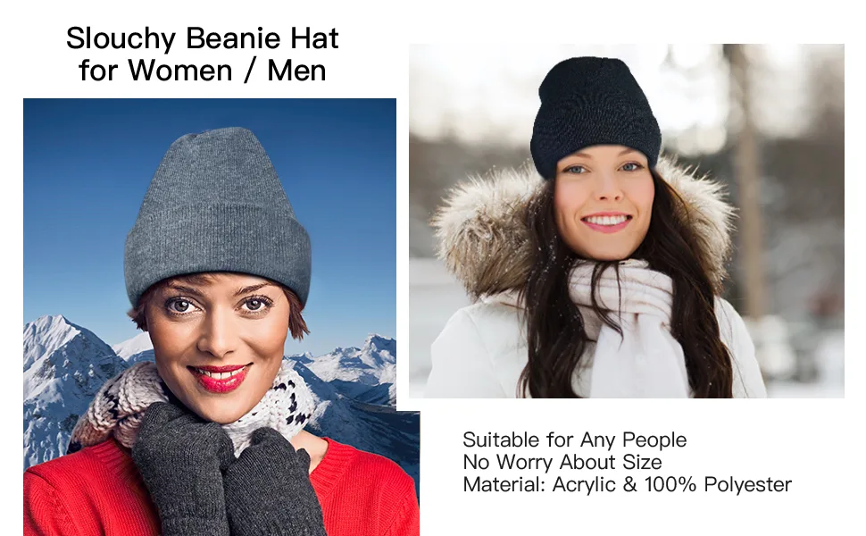 RUN BRAIN GO Beanie Winter Hats Warm Knitted Cap for Men & Women (4 Pack/2 Pack) Black&gray&navy Blue&dark Gray 1 - Hat-02
