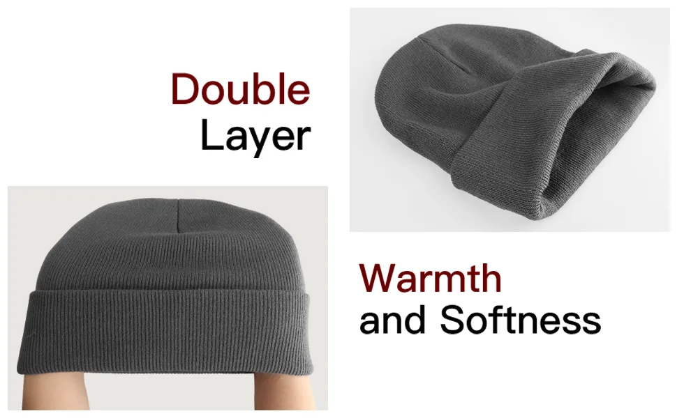 RUN BRAIN GO Beanie Winter Hats Warm Knitted Cap for Men & Women (4 Pack/2 Pack) Black&gray&navy Blue&dark Gray 1 - Hat-03