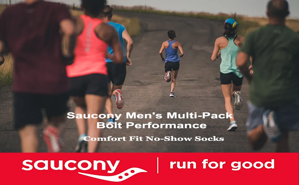 Saucony Men's Multi-pack Bolt Performance Comfort Fit No-Show Socks Shoe Size: 8-12 Grey (6 Pairs) - Saucony Bolt performance no show