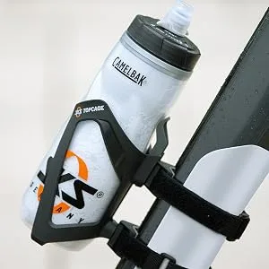 SKS-Germany 11231 Anywhere Bicycle Attachment Water Bottle Mount with Top Cage Bottle Holder - Anywhere With Topcage mounted on frame