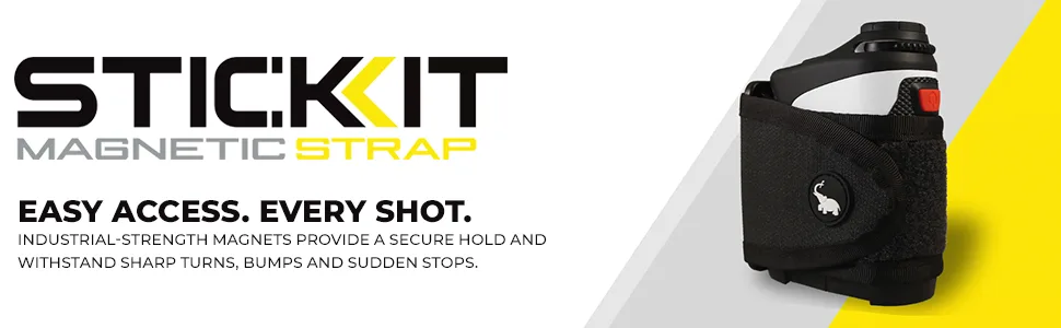 STICKIT Magnetic Rangefinder Strap | Strong Magnet Securely Holds to Golf Carts and Golf Clubs for Easy Access | Slim, Form Fitting, Size Adjustable Gen3 Grey - golf; towel; rangefinder; golfer; magnetic; stickit; golf cart; range; distance; length